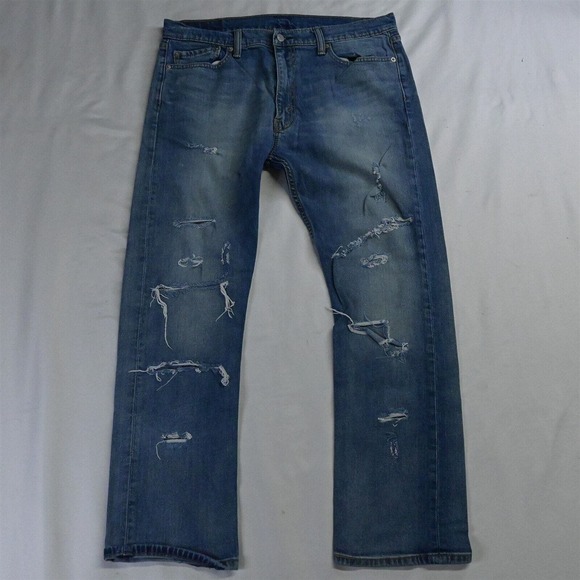 Levi's 36‎ x 30 513 Slim Straight Light Wash Flex Denim Jeans - Picture 1 of 5